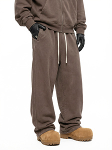 Pantalones de <span class=keywords><strong>hombre</strong></span> de invierno estilo americano retro lavado, de cintura media, con forro polar, cordón ajustable, de poliéster y algodón, tipo <span class=keywords><strong>terciopelo</strong></span>, holgados y rectos. - Product Image 4