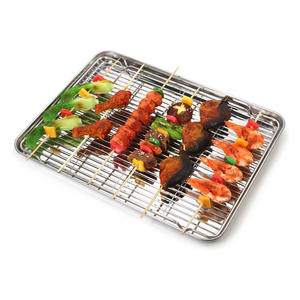 Bakery Restaurant Stainless Steel Baking Cooling Rack Griling Drying Net With Sheet <strong>Pan</strong> Set Drip <strong>Pan</strong> - Product Image 5