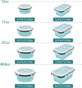 4 <b>Pack</b> Silicone Food <b>Box</b> Durable Collapsible <b>Lunch</b> Boxes Silicone <b>Lunch</b> <b>Box</b> for Kids - Product Image 2