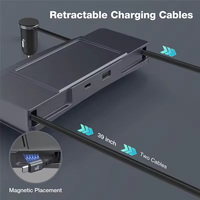Stasiun Pengisian Daya Cepat USB Hub Kabel Retractable untuk Konsol Tengah Tesla Model Y 2020-2024 dan Model 3 2020-2023