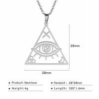 Collar de Acero Inoxidable de Moda con Colgante de Pirámide Egipcia, Ojo Turco y Triángulo Illuminati, Doble Cadena, Joyería al por Mayor para Mujer