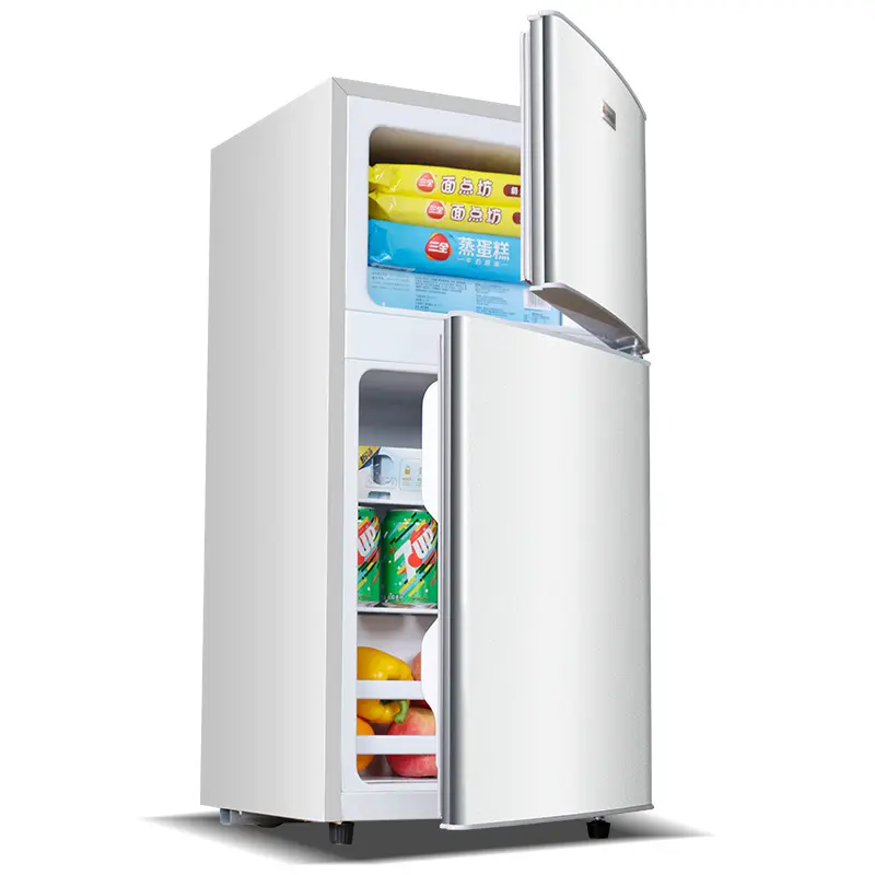 Refrigeradores de porta dupla 43L, refrigerador com freezer, mini eletrodomésticos portáteis, refrigerador inteligente, refrigerador doméstico