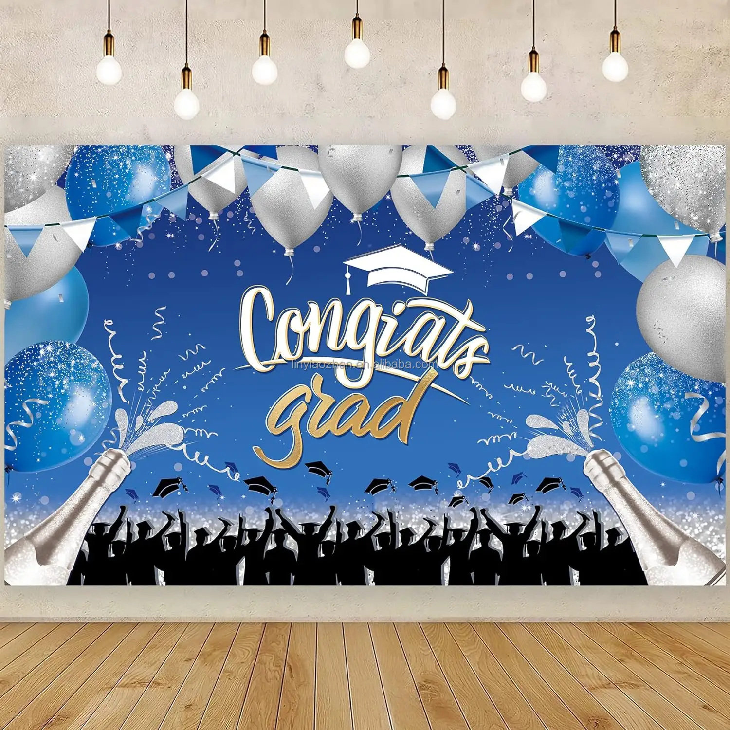 2024 Graduation Decoration Photo Backdrop Banner for Yard Party Congrats Graduation Banner Promotional Hanging for Education Use