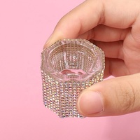Nouvelle tasse en cristal d'ongle avec diamant brosse stylo lavage verre tasse cils sourcils teinture mélange tasse plat manucure outil