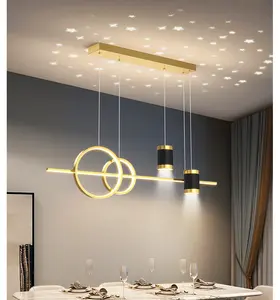 Candelabro de proyección de estrella LED, iluminación de decoración moderna para comedor y sala de estar, altura ajustable
