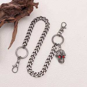 Cadena de cintura Skeleton de aleación de zinc negro con colgante de calavera de ojo rojo de una sola pieza, estilo Hip Hop de Halloween, cadena corporal de moda - Product Image 3