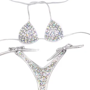 2024 brillante Sexy mujer traje de baño Crystal Bikini Bling Luxury Diamond Rhinestone Bikini