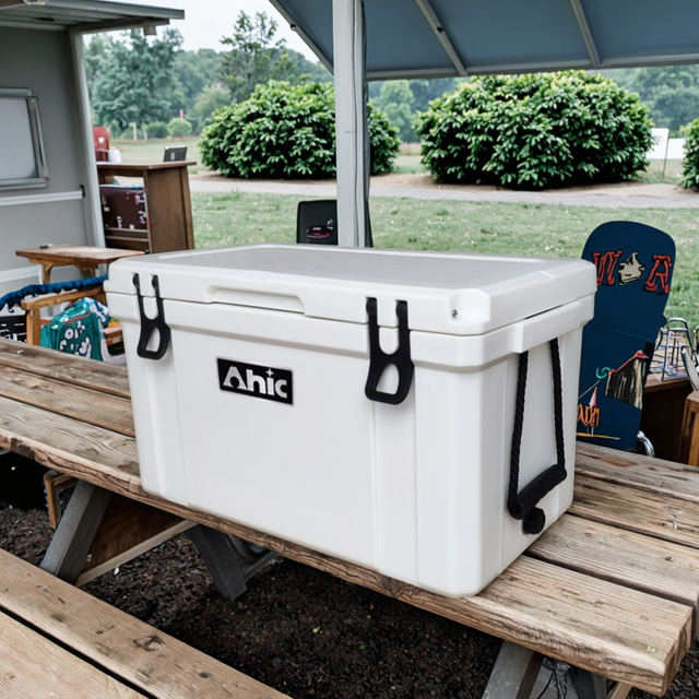 Portable 55L Hard Rotomolded Insulated PE Thermal Cooler Box with Rope Handle Modern Outdoor Food Storage Hot Sale