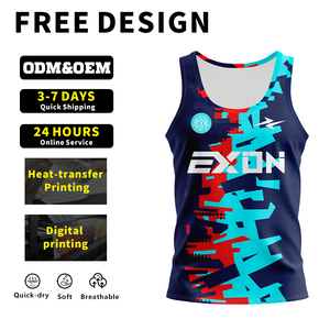 EXON Digital Print High Elastic Slim Fit Running Top dengan Lapisan Anti Gores, Kaos Atletik untuk Marathon dan Latihan Luar Ruangan - Product Image 4