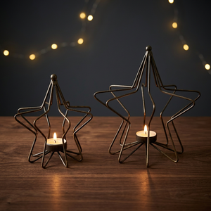Sonnet Decor Iron <b>Star</b> Tea <b>Light</b> Holder Set Heat Resistant Handmade Christmas Home Decoration Elegant Candle Holder Model 2121 - Product Image 2