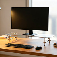 Support d'ordinateur de bureau en verre à axe optique réglable, organisateur de rangement multifonctionnel pour bureau, autres meubles de maison