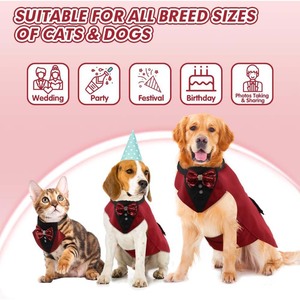 Chaleco para Perro, Traje Formal con Lazo de Lentejuelas Rojo y Negro, Disfraz para Mascotas para Bodas, Material de Poliéster para las Cuatro Estaciones - Product Image 2