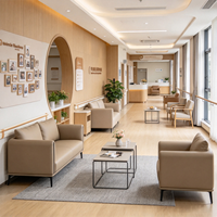 Canapé de bureau commercial DMA en gros, canapé de restaurant personnalisé en cuir PU, éponge haute densité, design complet pour projets d'aménagement intérieur