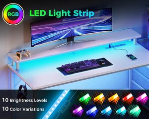 Bureau de jeu personnalisé de haute qualité pour <span class=keywords><strong>ordinateur</strong></span> de bureau à domicile Table de jeu blanche moderne avec tiroirs/<span class=keywords><strong>support</strong></span> de moniteur/<span class=keywords><strong>support</strong></span> de CPU - Product Image 6