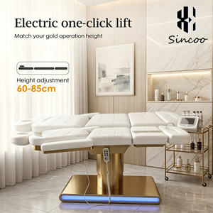 High-end Luxury Modern Beauty Salon Electric 3 Motor Spa Massage <b>Bed</b> with Golden Stainless Steel Facial Cosmetic Beauty <b>Bed</b> - Product Image 3