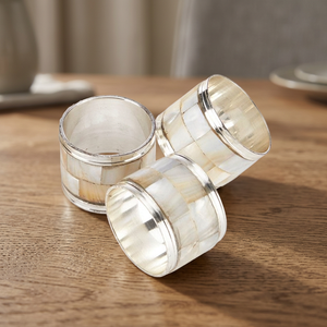 Mother of Pearl <b>Silver</b> Plated Eco-Friendly Brass <b>Napkin</b> Ring - Product Image 2