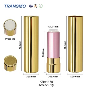 Étui à rouge à lèvres de luxe en aluminium, tube de rouge à lèvres, baume à lèvres, tube de rouge à lèvres pressé doré personnalisé - Product Image 2