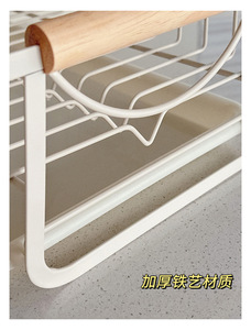 <b>Kitchen</b> Bathroom Living Room Countertop Standing Single Tier Metal Wood Draining Dish Rack <b>Storage</b> Trays Multifunction Durable - Product Image 2