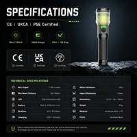 Senter LED Taktis 1150Lm 400-500M Sinar Dapat Diatur 9000K IP65 Tahan Air 2200mAh USB Dapat Diisi Ulang untuk Berburu dan Patroli