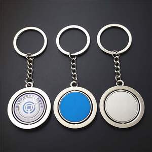 <b>Custom</b> Metal Round Double-Sided Rotating Blank Keyring Creative Pendant Small Gift <b>Keychain</b> - Product Image 2