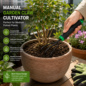 Outil de décompactage du sol en fil métallique avec finition époxy noire, cultivateur courbé avec griffes courbées, cultivateur manuel - Product Image 5