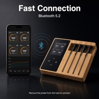 Termometer Daging Digital Nirkabel Bluetooth 4 Probe Monitor Suhu Panggangan BBQ Sensor Memasak Makanan Dapur Pintar Logam