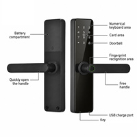 Serrure de porte intelligente en bois pour intérieur, étanche, avec empreinte digitale, WiFi Tuya, contrôle par mot de passe, carte et application, adaptée pour la maison