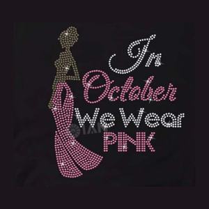 Ruban rose personnalisé strass transferts Hotfix femmes <span class=keywords><strong>Cancer</strong></span> du sein Motif cristal strass fer sur pour chemise - Product Image 1