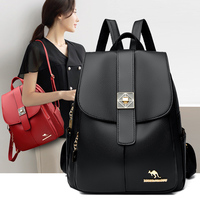 Sac à dos léger en cuir PU antivol pour femmes, sac de voyage imperméable avec fermeture éclair - élégant et pratique, portable pour l'été