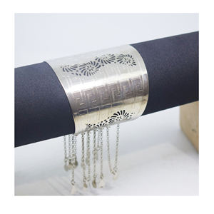 2025 nouvel an chinois africain argent haute finition carré martelé bleu bijoux brassard bracelets poids léger Bracelet - Product Image 6