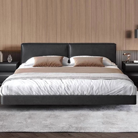 Ensemble de lit flottant de style moderne avec base en bois pour projets de chambres d'hôtel et d'appartements