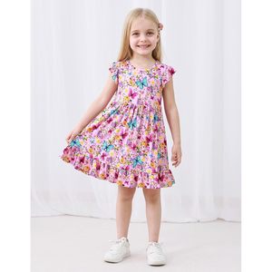 Robe pour fillette BambooBud en viscose de bambou, style A-line, dos nu, sans manches, pour fête ou décontractée, tailles 2T-5T - Product Image 3