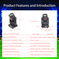 Projecteur LED mobile Beam 295W pour DJ, système d'éclairage musical, Ra90, en aluminium, indice de protection IP33, contrôle DMX512, pour mariages, bars, fêtes, événements en direct