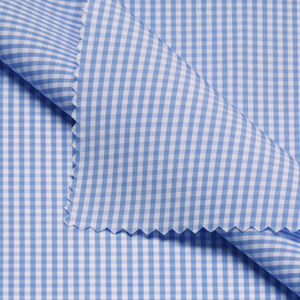 Tessuto di Alta Qualità Pronto per la Consegna, OEM, Cotone Tinto in Filo ad Alta Densità, Popeline 60S, Gingham Blu, Tessuto Setoso per Camicie da <span class=keywords><strong>Uomo</strong></span> e Donna - Product Image 1