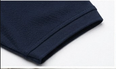 Polo pour homme bleu marine à manches courtes 100% coton coupe classique couleur unie jersey décontracté tricoté uni teint - Product Image 4