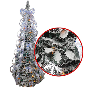 Árbol <span class=keywords><strong>de</strong></span> <span class=keywords><strong>Navidad</strong></span> Preiluminado <span class=keywords><strong>de</strong></span> 6 Pies, Desplegable, Completamente Decorado, con Adornos, Cinta y Luces Cálidas - Product Image 3