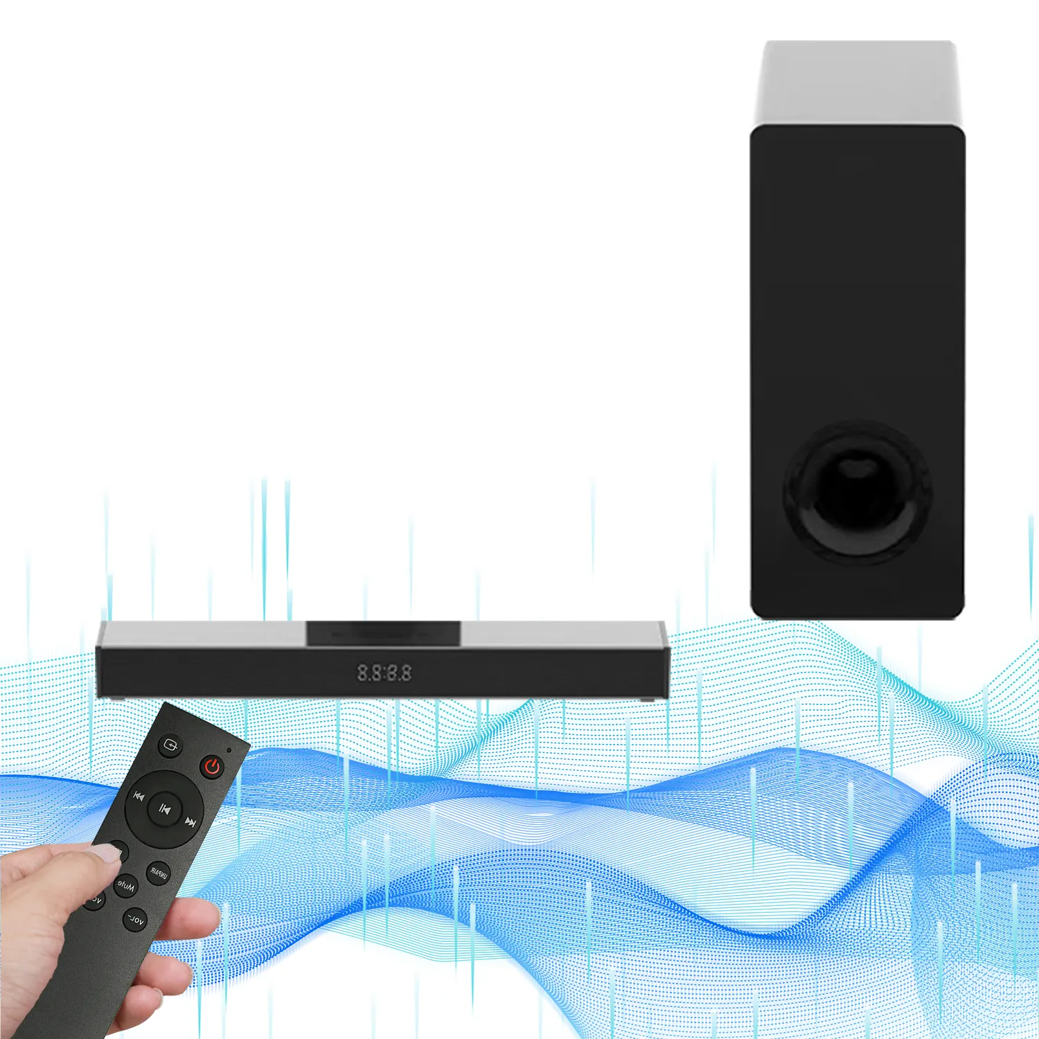 Fernseh-Soundbar OEM Heim-Audio-System mit kabelloser Fernseh-Soundbar Subwoofer optische und BT-Schnittstelle Heim-Audio-System mit kabellosen Funktionen Soundbar für Wohnzimmer