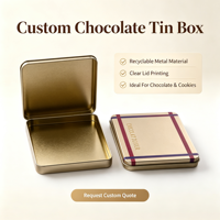 Scatola di Latta Rettangolare di Lusso per Alimenti con Logo Personalizzato, Coperchio Scorrevole e Finitura Lucida per Confezioni di Cioccolatini e Caramelle