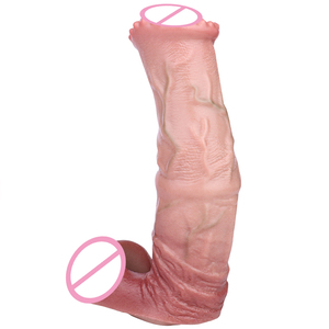 FAAK <span class=keywords><strong>Cheval</strong></span> Pénis couverture Extender Agrandisseur avec vésicule séminale Silicone tête fermée préservatif Chien Noeud Creux Gode Sex Toys Pour Hommes - Product Image 3