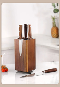 Bloc de <span class=keywords><strong>couteaux</strong></span> magnétique en bois d'acacia rotatif à 360 degrés en gros - Product Image 2