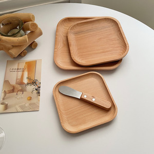 Plateaux en bois ronds et ovales en hêtre, plat de service pour lait et desserts, élégant coffret cadeau de style japonais - Product Image 4