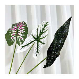 Искусственный один лист арума, лист бегонии, красочный лист Таро, искусственное растение, новые продукты, универсальные Экономичные высококачественные - Product Image 1