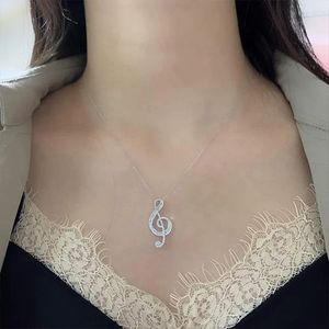 Collier fantaisie personnalisé Xinfly en or 18 carats avec pendentif clé de violon et diamant naturel 0,35 ct pour femme - Product Image 4