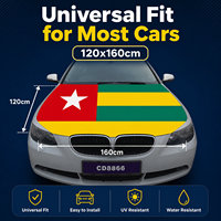 Drapeau de capot de voiture Togo en polyester élastique 120x160cm, couleurs vives, anti-décoloration, personnalisable en gros