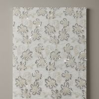 Tissu en polyester 100% tricoté avec broderie de sequins floraux blancs, motif floral bicolore, pour robe de soirée ou de mariage pour filles