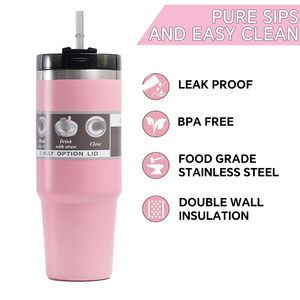 Wholesale New Design 20 oz 30 oz Double Wall Stainless Steel Vacuum Insulated <b>Coffee</b> Tumbler Cups With Straw in Bulk - Product Image 4