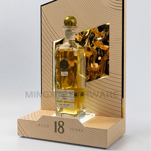 Soporte de lujo para champán con logotipo personalizado, exhibición de madera con detalles dorados para Bar de hotel, tienda minorista, promoción de licores de marca - Product Image 5