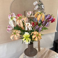 Bunga Buatan Cabang Panjang Cetak 3D 3 Kepala Gladiolus Flame Lily Dekorasi Pernikahan