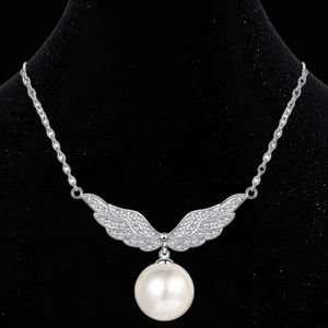 مجوهرات فضة أنيقة t950 مطلية بالبلاتين vs1 GRA Wings corkers 10 freswater pangel للنساء - Product Image 6