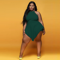 Combinaison d'été Slim Fit Casual Party Jumpsuit Sexy Rear Zipper Solid Color Sleeveless Knitted Plus Size New Style Women's Dresses Xxx